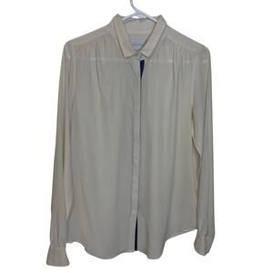 Zadig & Voltaire Deluxe 100% Silk Blouse Snap Button Ivory Size Medium